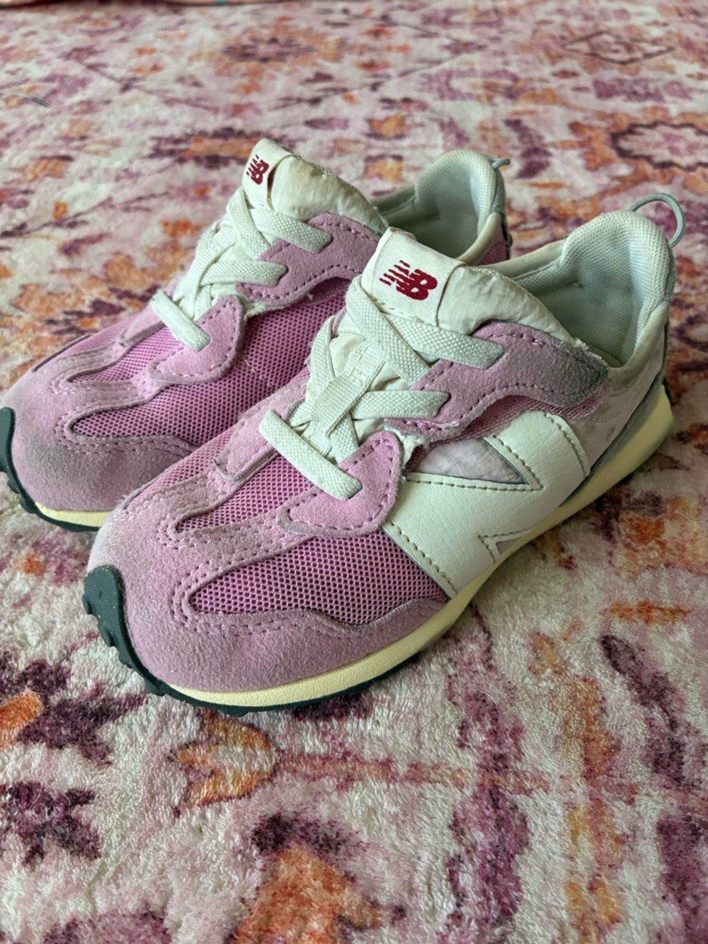 New Balance Kids Pink and White Retro-Style Sneakers